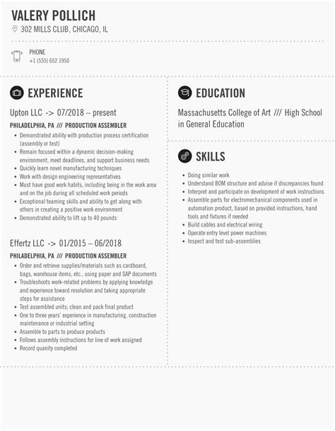 Production Assembler Resume Examples & Samples for 2024 .